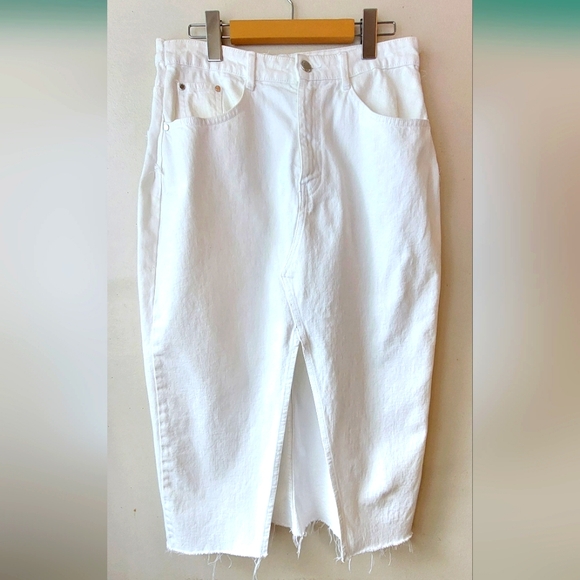 Zara White Denim/Jean Midi Skirt - Picture 1 of 4